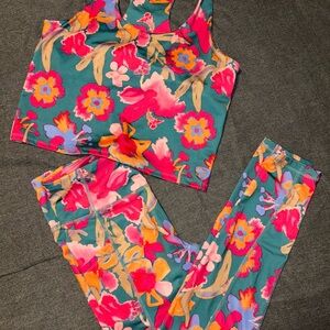 Pro Player Pink and Green Floral Leggings